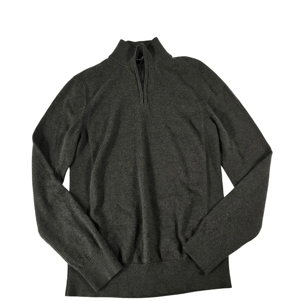 Express Mens 100% Merino Wool Quarter Zip Sweater Dark Olive‎ Green Small 13931